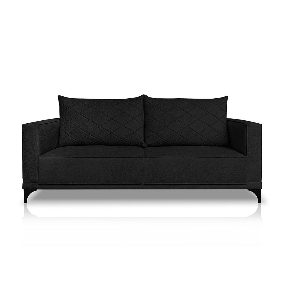 Sofá 3 Lugares Eros Linho Bouclê Preto 200 cm - 5