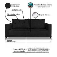 Sofá 3 Lugares Eros Linho Bouclê Preto 200 cm - 8