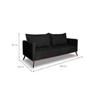 Sofá 3 Lugares Zeus Linho Bouclê Preto 180 cm - 3