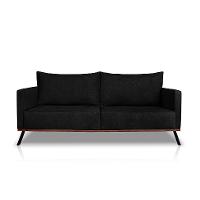 Sofá 3 Lugares Zeus Linho Bouclê Preto 180 cm