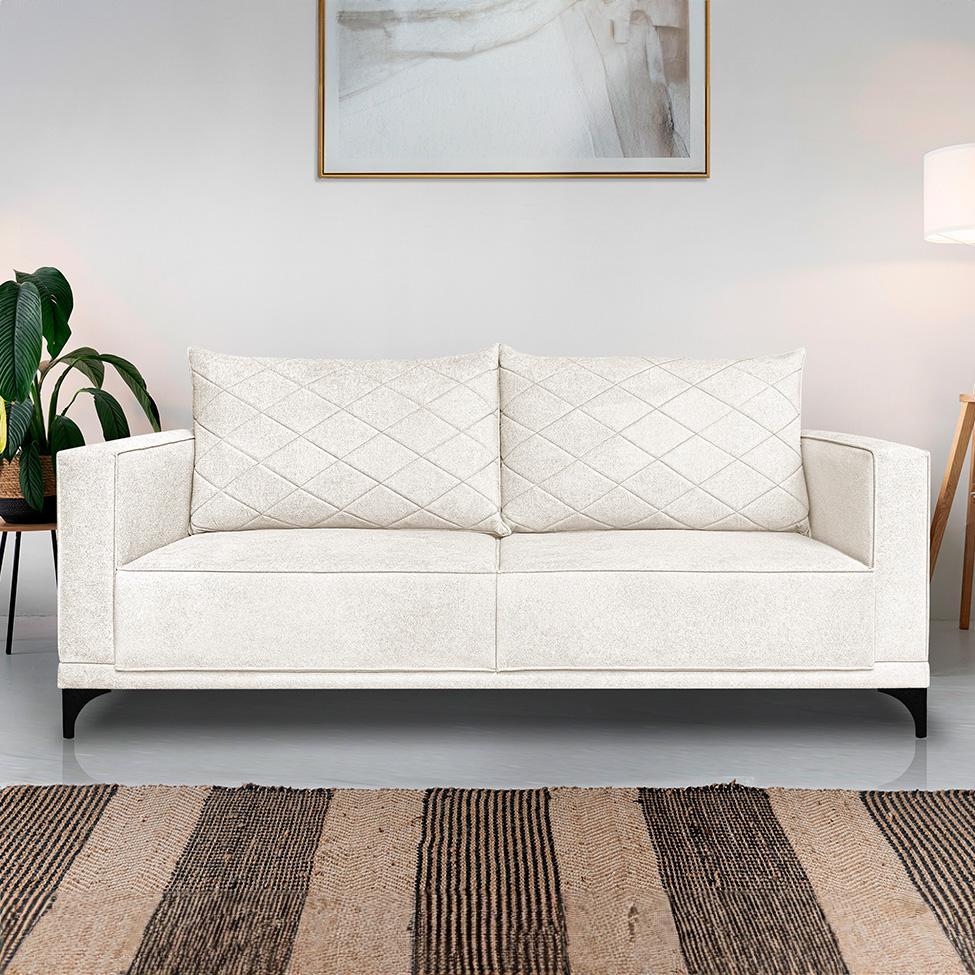 Sofá 2 Lugares Eros Linho Bouclê Off White 160 cm - 2