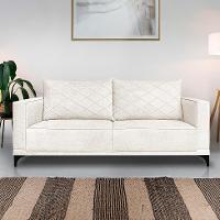 Sofá 2 Lugares Eros Linho Bouclê Off White 160 cm - 2