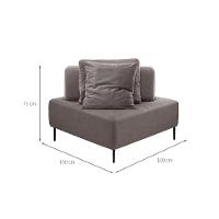 Sofá 1 Lugar Modular Canto Da Vinci Poliéster Cinza - 3