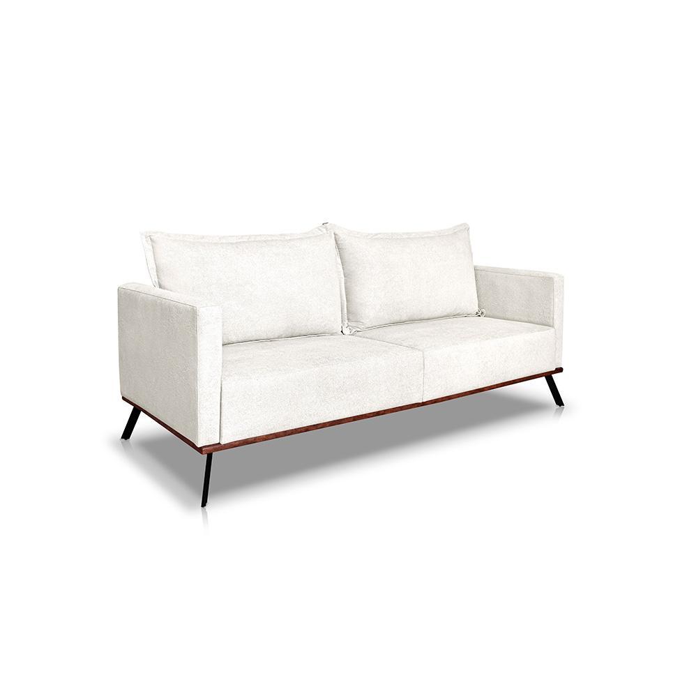 Sofá 2 Lugares Zeus Linho Bouclê Off White 160 cm - 1