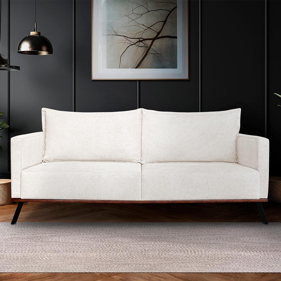 Sofá 2 Lugares Zeus Linho Bouclê Off White 160 cm - 2