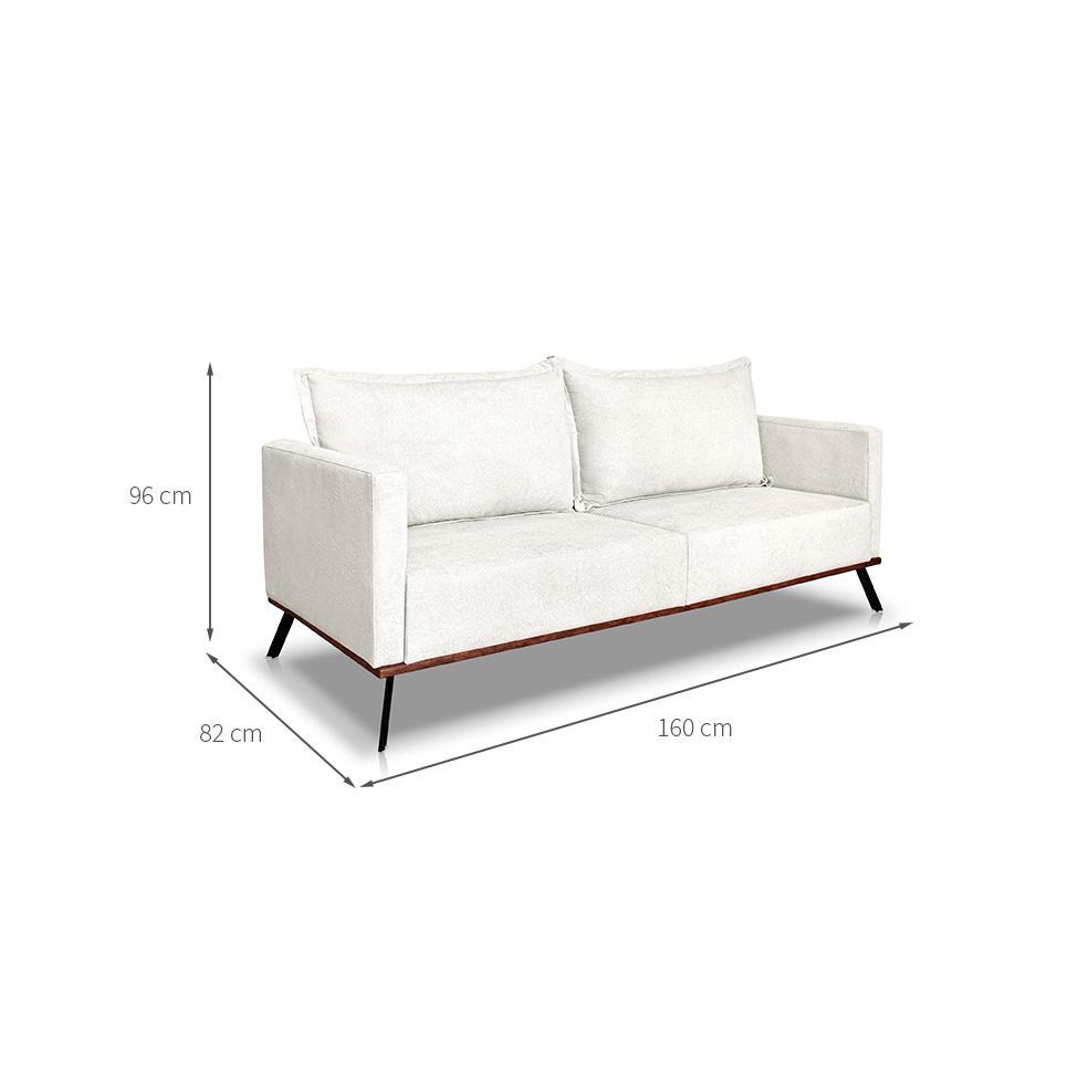 Sofá 2 Lugares Zeus Linho Bouclê Off White 160 cm - 3