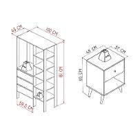 Conjunto de Guarda-Roupa Closet Modulado Dormitório 3 GV e 2 Mesas de Cabeceira Retrô 1 GV Branco e Mel - 3