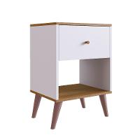 Conjunto de Guarda-Roupa Closet Modulado Dormitório 3 GV e 2 Mesas de Cabeceira Retrô 1 GV Branco e Mel