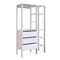 Conjunto de Guarda-Roupa Closet Modulado Dormitório 3 GV e 2 Mesas de Cabeceira Retrô 1 GV Branco e Mel - 5