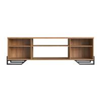 Conjunto para Sala de Estar Paricel com Rack 2 PT, Prateleira Diamante, Estante 40cm e Estante 77cm Preto e Mel - 5