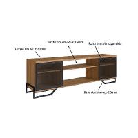 Conjunto para Sala de Estar Paricel com Rack 2 PT, Prateleira Diamante, Estante 40cm e Estante 77cm Preto e Mel - 6