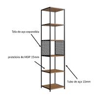 Conjunto para Sala de Estar Paricel com Rack 2 PT, Prateleira Diamante, Estante 40cm e Estante 77cm Preto e Mel - 10