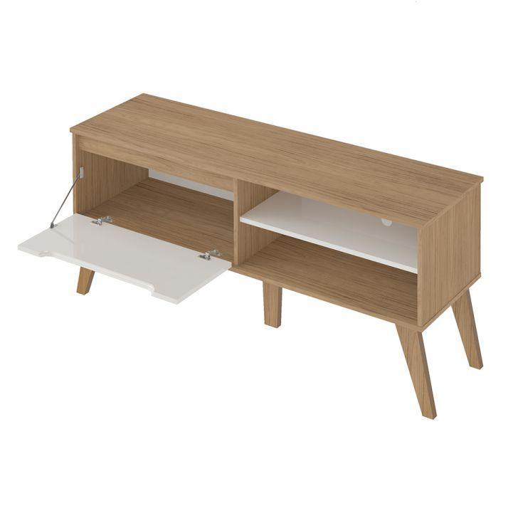 Conjunto para Sala de Estar Lotus com Rack para TV até 60 Polegadas, Mesa de Centro e Mesa Lateral Carvalho e Off White - 4