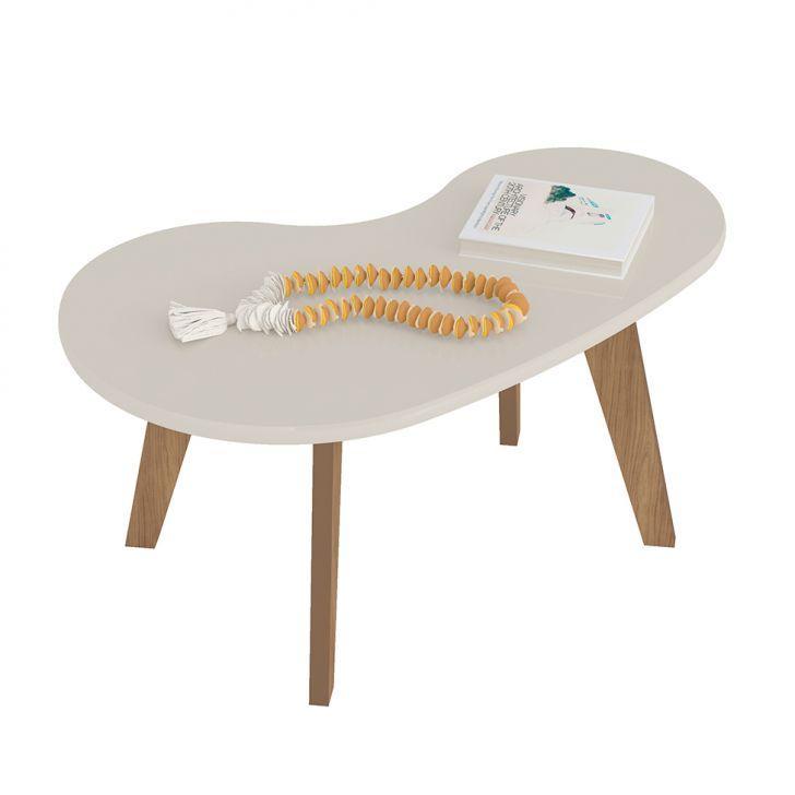 Conjunto para Sala de Estar Lotus com Rack para TV até 60 Polegadas, Mesa de Centro e Mesa Lateral Carvalho e Off White - 7