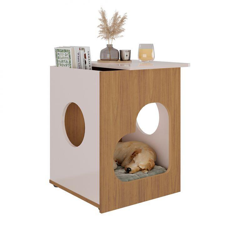 Conjunto para Sala de Estar Lotus com Rack para TV até 60 Polegadas, Mesa de Centro e Mesa Lateral Carvalho e Off White - 8