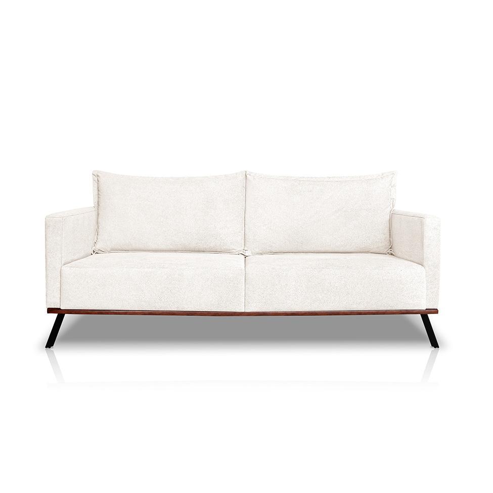 Sofá 3 Lugares Zeus Linho Bouclê Off White 200 cm - 5