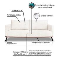 Sofá 3 Lugares Zeus Linho Bouclê Off White 200 cm - 8