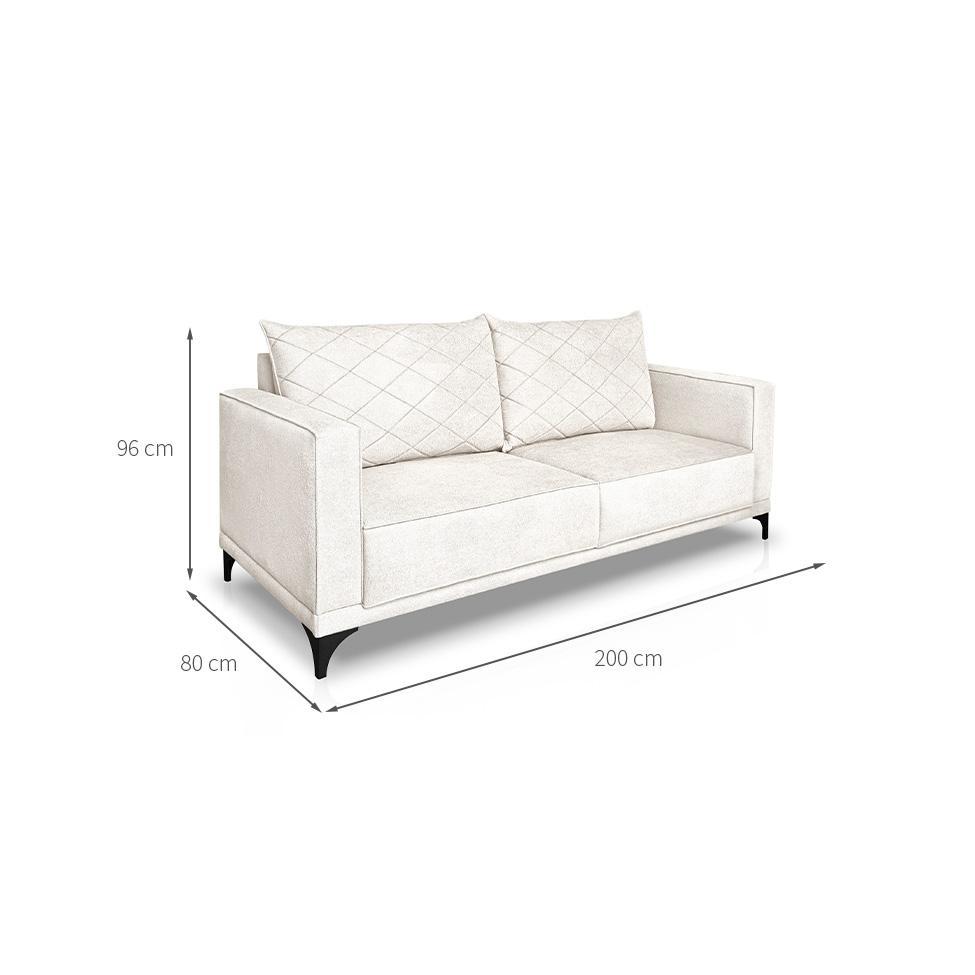 Sofá 3 Lugares Eros Linho Bouclê Off White 200 cm - 3