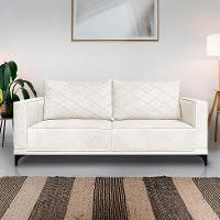 Sofá 3 Lugares Eros Linho Bouclê Off White 200 cm - 2