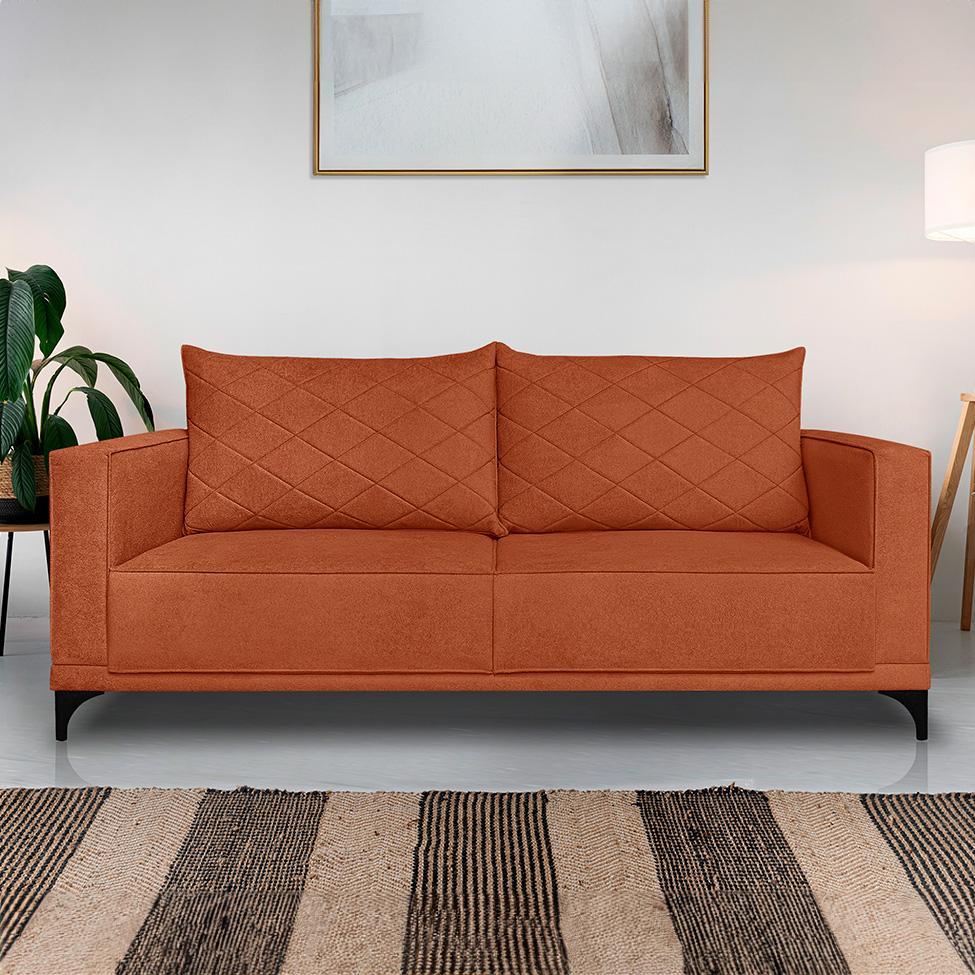 Sofá 3 Lugares Eros Linho Bouclê Terracota 200 cm - 2