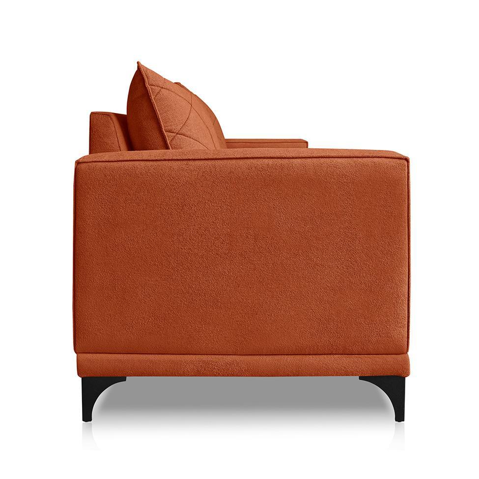 Sofá 3 Lugares Eros Linho Bouclê Terracota 200 cm - 4