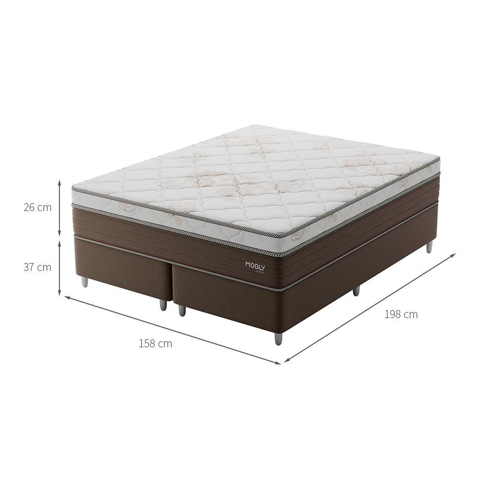Cama Box Queen Londres com Colchão Molas Ensacadas (63x158x198) Marrom e Branca - 3