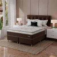 Cama Box Queen Londres com Colchão Molas Ensacadas (63x158x198) Marrom e Branca - 2