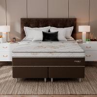 Cama Box Queen Londres com Colchão Molas Ensacadas (63x158x198) Marrom e Branca