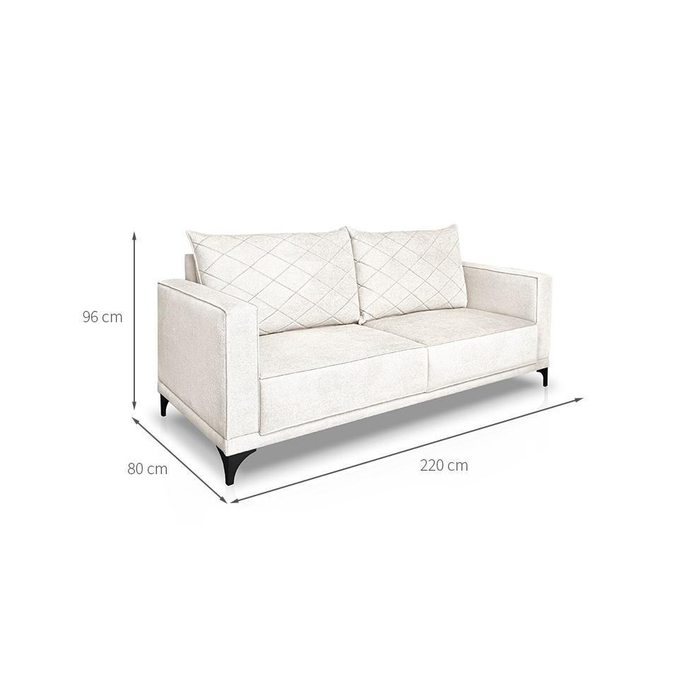 Sofá 3 Lugares Eros Linho Bouclê Off White 220 cm - 3