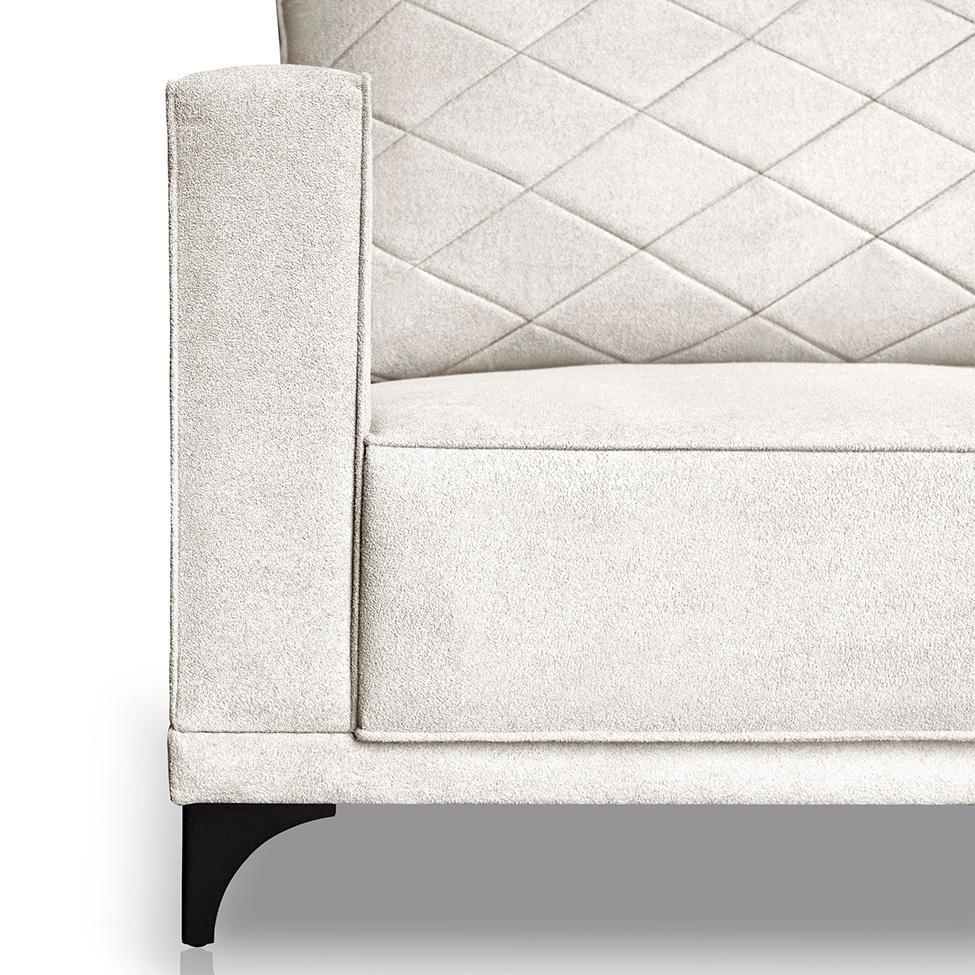 Sofá 3 Lugares Eros Linho Bouclê Off White 220 cm - 7