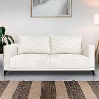 Sofá 3 Lugares Eros Linho Bouclê Off White 220 cm - 2