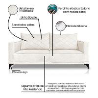 Sofá 3 Lugares Eros Linho Bouclê Off White 220 cm - 8