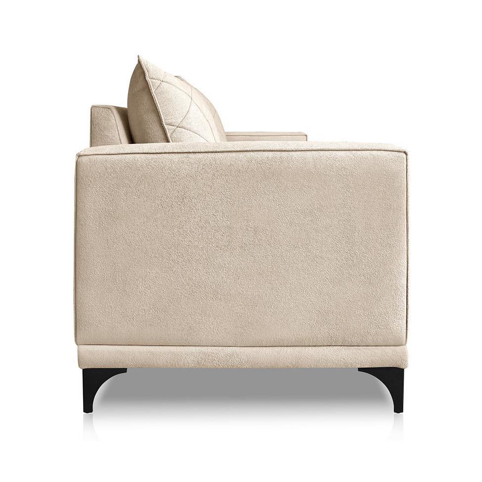 Sofá 3 Lugares Eros Linho Bouclê Bege 180 cm - 4