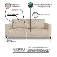 Sofá 3 Lugares Eros Linho Bouclê Bege 180 cm - 8