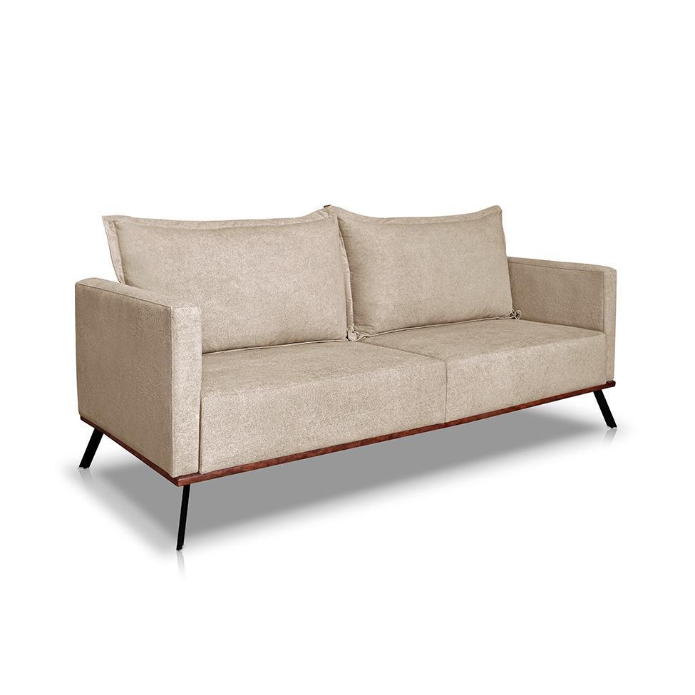 Sofá 3 Lugares Zeus Linho Bouclê Bege 180 cm - 1