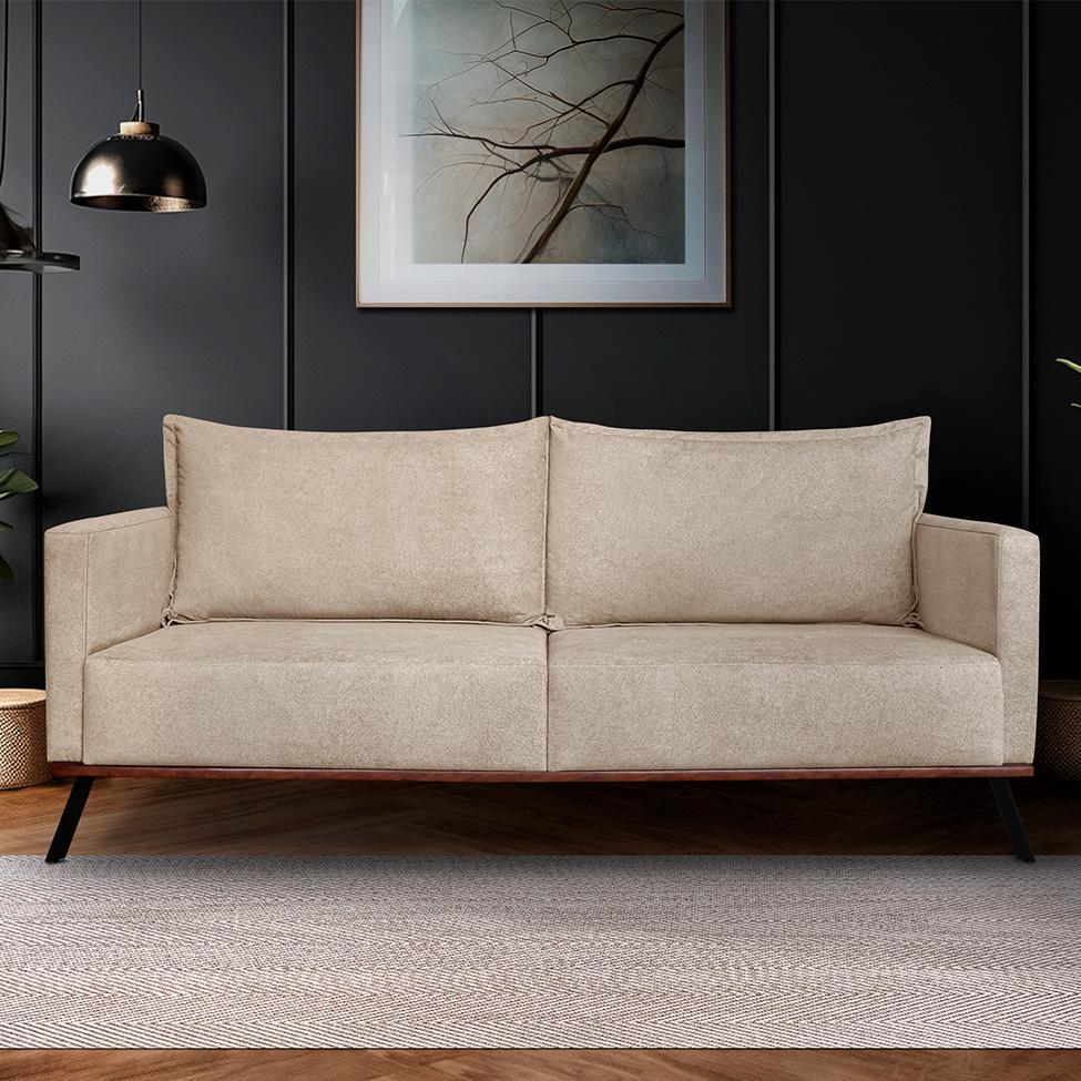 Sofá 3 Lugares Zeus Linho Bouclê Bege 180 cm - 2