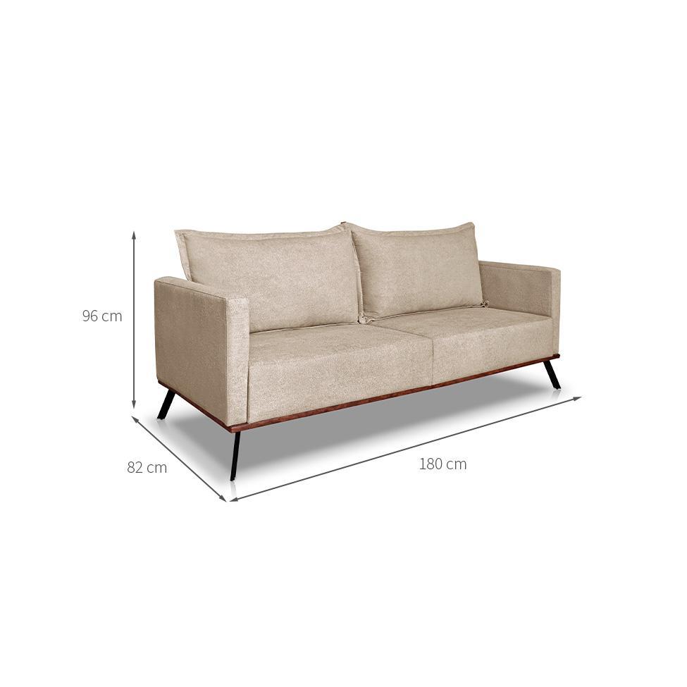 Sofá 3 Lugares Zeus Linho Bouclê Bege 180 cm - 3
