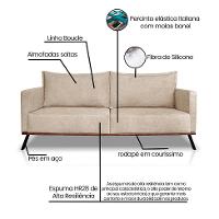 Sofá 3 Lugares Zeus Linho Bouclê Bege 180 cm - 8