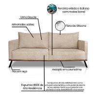 Sofá 3 Lugares Zeus Linho Bouclê Bege 220 cm - 8