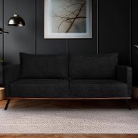 Sofá 3 Lugares Zeus Linho Bouclê Preto 200 cm - 2