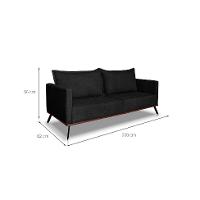 Sofá 3 Lugares Zeus Linho Bouclê Preto 200 cm - 3