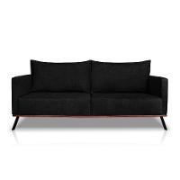 Sofá 3 Lugares Zeus Linho Bouclê Preto 200 cm