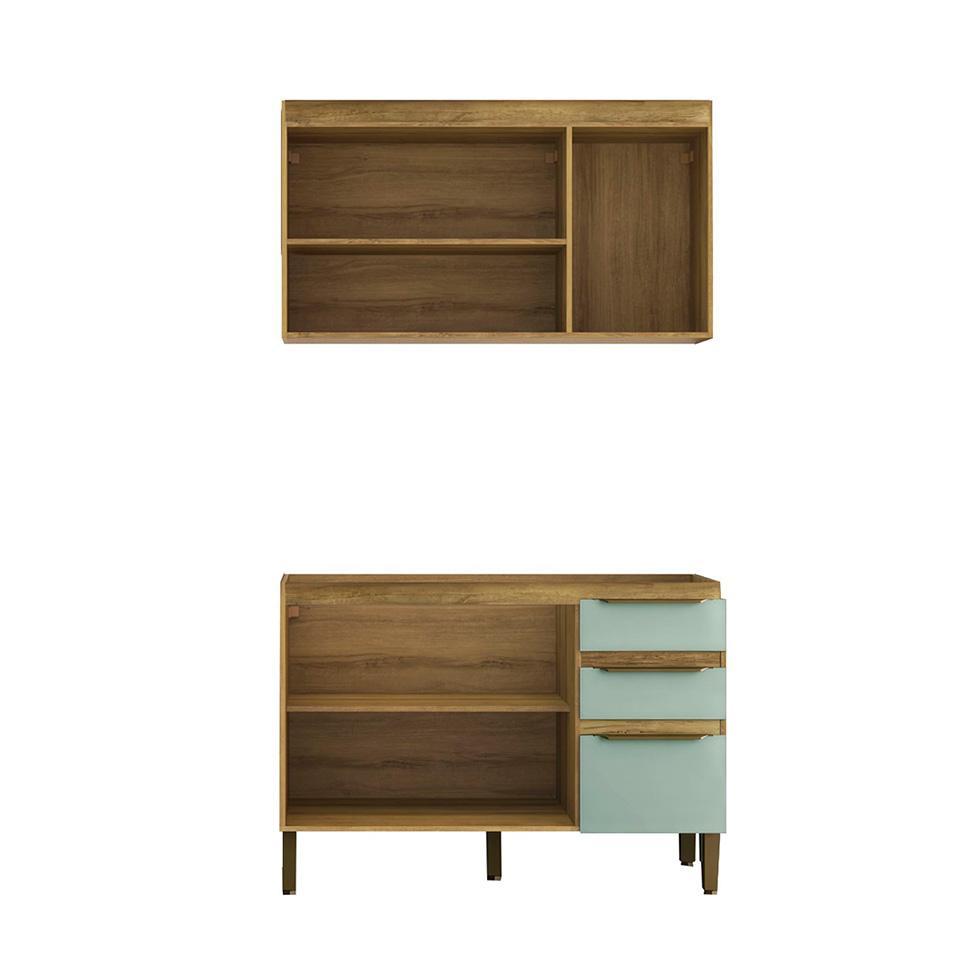 Cozinha Compacta Magnólia com Armário Aéreo 4 PT 3 GV Mel e Verde - 6