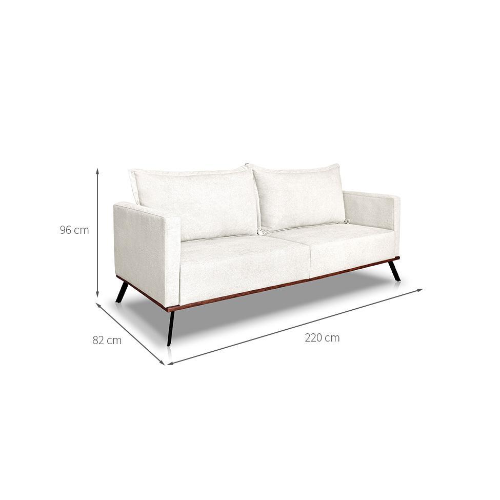 Sofá 3 Lugares Zeus Linho Bouclê Off White 220 cm - 3
