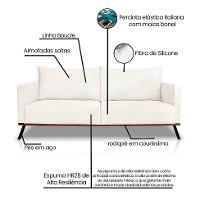 Sofá 3 Lugares Zeus Linho Bouclê Off White 220 cm - 8