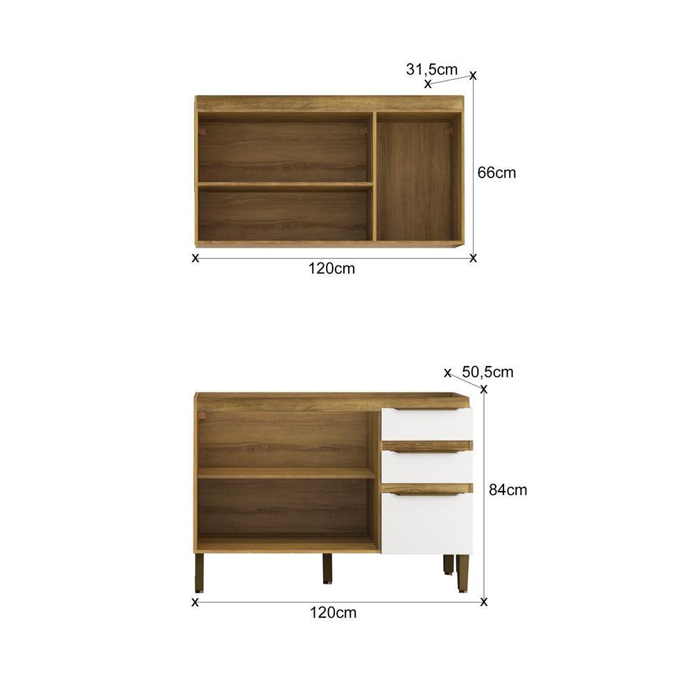 Cozinha Compacta Magnólia com Armário Aéreo 4 PT 3 GV Mel e Branca - 3