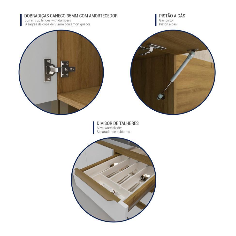 Cozinha Compacta Magnólia com Armário Aéreo 4 PT 3 GV Mel e Branca - 4