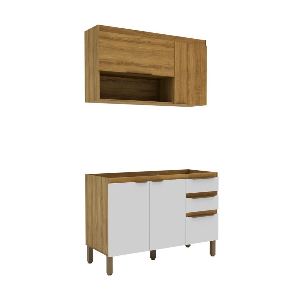 Cozinha Compacta Magnólia com Armário Aéreo 4 PT 3 GV Mel e Branca - 5