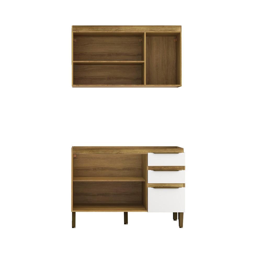 Cozinha Compacta Magnólia com Armário Aéreo 4 PT 3 GV Mel e Branca - 6