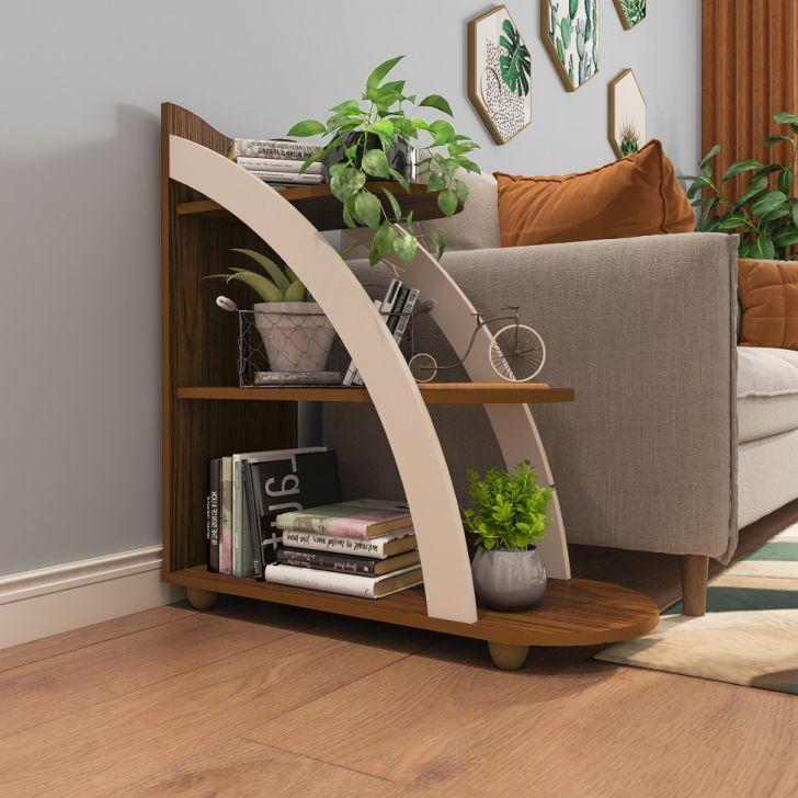 Conjunto para Sala de Estar Mundi com Rack para TV até 65 Polegadas, Mesa de Centro e Mesa Lateral Cedro e Off White - 10